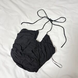 Zara Black Ruched Halter Top